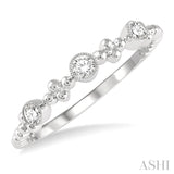 1/5 Ctw Circular Mount Ball Link Round Cut Diamond Bead Bijoux Stackable Band in 14K White Gold