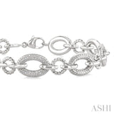 1/10 Ctw Round Cut Diamond Bold Oval Shape Rope Link Bracelet in Sterling Silver
