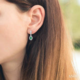 5x3 MM Oval Cut Emerald and 1/3 ctw Round Cut Diamond Earrings in 14K White Gold