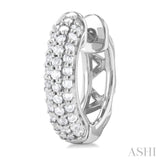 1/2 Ctw Triple Row Round Cut Diamond Fashion Huggies in 14K White Gold