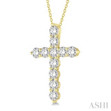 2.00 Ctw Round Cut Diamond Cross Pendant in 14K Yellow Gold with Chain