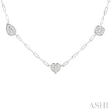 3/4 Ctw Lovebright Mixed Shape Mount Round Cut Diamond Station Necklace in 14K White Gold