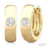 1/3 Ctw Bezel Set Round Cut Diamond Huggies in 14K Yellow Gold