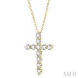 4.00 Ctw Round Cut Diamond Cross Pendant in 14K Yellow Gold with Chain