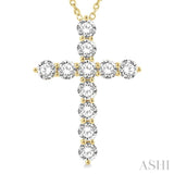 4.00 Ctw Round Cut Diamond Cross Pendant in 14K Yellow Gold with Chain