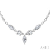 1/3 Ctw Marquise & Round Cut Diamond Necklace in 14K White Gold