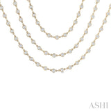 15.00 Ctw Bezel Set Round Cut Diamond Layered 60-Inch Necklace in 14K Yellow Gold