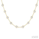 5.00 Ctw Bezel Set Round Cut Diamond Station Necklace in 14K Yellow Gold