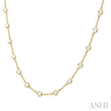 2.00 Ctw Bezel Set Round Cut Diamond Station Necklace in 14K Yellow Gold