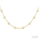 2.00 Ctw Bezel Set Round Cut Diamond Station Necklace in 14K Yellow Gold