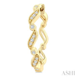 1/8 Ctw Wavy Pattern Round Cut Diamond Fashion Hoop Earrings in 10K Yellow Gold