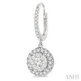3/8 ctw Round Cut Diamond Lovebright Earrings in 14K White Gold