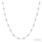 5.00 Ctw Bezel Set Round Cut Diamond Station Necklace in 14K White Gold