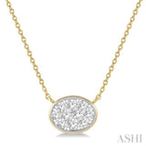 1/3 Ctw Oval Shape Lovebright Diamond Pendant With Chain in 14K Yellow and White Gold