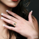 5x3 MM oval cut Sapphire and 1/10 Ctw Single Cut Diamond Ring in 14K Yellow Gold.