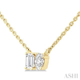 1/3 Ctw Toi Et Moi Octagon and Oval Cut Diamond Pendant With Chain in 14K Yellow Gold