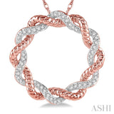 1/6 Ctw Entwined Round Cut Diamond Two Tone Fashion Pendant With Chain in 10K Rose Gold