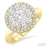 2 Ctw Lovebright Round Cut Diamond Engagement Ring in 14K Yellow and White Gold