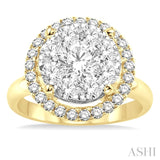 2 Ctw Lovebright Round Cut Diamond Engagement Ring in 14K Yellow and White Gold