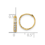 14k Madi K CZ 2x11mm Hinged Hoop Earrings