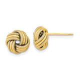 14k 9mm Polished Textured Triple Love Knot Earrings