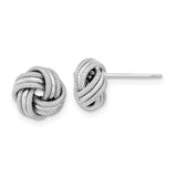 14k White Gold 9mm Polished Textured Triple Love Knot Post Earrings