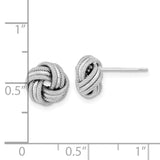 14k White Gold 9mm Polished Textured Triple Love Knot Post Earrings