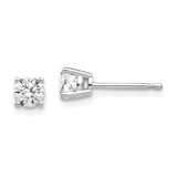 14k White Gold 4mm Round Cubic Zirconia Post Earrings