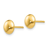14k 7mm Polished Puffed Round Button Post Earrings