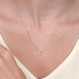 1/20 Ctw Initial 'K' Round Cut Diamond Pendant With Chain in 14K White Gold