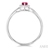 5x3 MM Pear Shape Pink Tourmaline and 1/20 Ctw Round Cut Diamond Halo Semi-Precious Ring in 10K White Gold