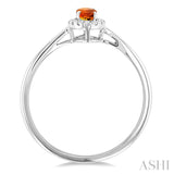 5x3 MM Oval Shape Citrine and 1/20 Ctw Round Cut Diamond Halo Semi-Precious Ring in 10K White Gold