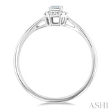 5x3 MM Octagonal Shape White Topaz and 1/20 Ctw Round Cut Diamond Halo Semi-Precious Ring in 10K White Gold