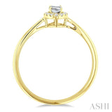 5x3 MM Oval Shape White Topaz and 1/20 Ctw Round Cut Diamond Halo Semi-Precious Ring in 10K Yellow Gold
