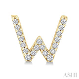 1/8 Ctw Initial 'W' Round Cut Diamond Earrings in 10K Yellow Gold