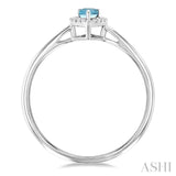 5x3 MM Pear Shape Aquamarine and 1/20 Ctw Round Cut Diamond Halo Semi-Precious Ring in 10K White Gold