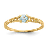 14k Madi K 3mm Aquamarine Birthstone Size 3 Baby / Childrens Ring