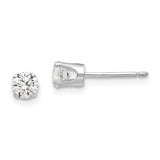 14k White Gold 4mm Round CZ Stud Earrings