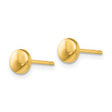14k 5mm Polished Puffed Round Button Post Earrings