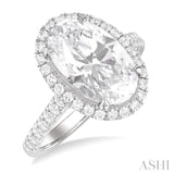 3/4 Ctw Oval Shape Round Cut Diamond Halo Semi-Mount Engagement Ring in 14K White Gold