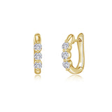 1.5 CTW 3-Stone Huggie Hoop Earrings