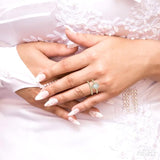 1/2 Ctw Diamond Wedding Set With 3/8 Ctw Pear Cut Engagement Ring and 1/10 Ctw Wedding Band in 14K Yellow and White Gold