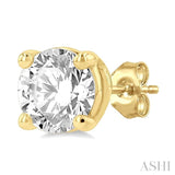 1 1/2 Ctw Round Cut Diamond Stud Earrings in 14K Yellow Gold