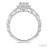 3/8 Ctw Round Cut Diamond Lovebright Engagement Ring in 14K White Gold