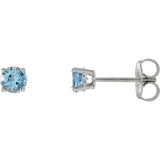 Sterling Silver 4 mm Natural Aquamarine Earrings