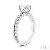 1/20 Ctw Oval Shape Round Cut Diamond Semi-Mount Engagement Ring in 14K White Gold