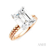 1/10 Ctw Emerald Shape Round Cut Diamond Semi-Mount Engagement Ring in 14K Rose and White Gold