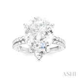 1/8 Ctw Pear Shape Round Cut Diamond Semi-Mount Engagement Ring in 14K White Gold