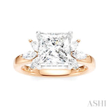 1/2 Ctw Akari Princess Shape Marquise and Round Cut Diamond Semi-Mount Engagement Ring in 14K Rose and White Gold