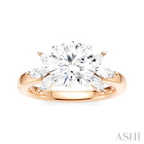 1/2 Ctw Akari Circular Shape Marquise and Round Cut Diamond Semi-Mount Engagement Ring in 14K Rose and White Gold